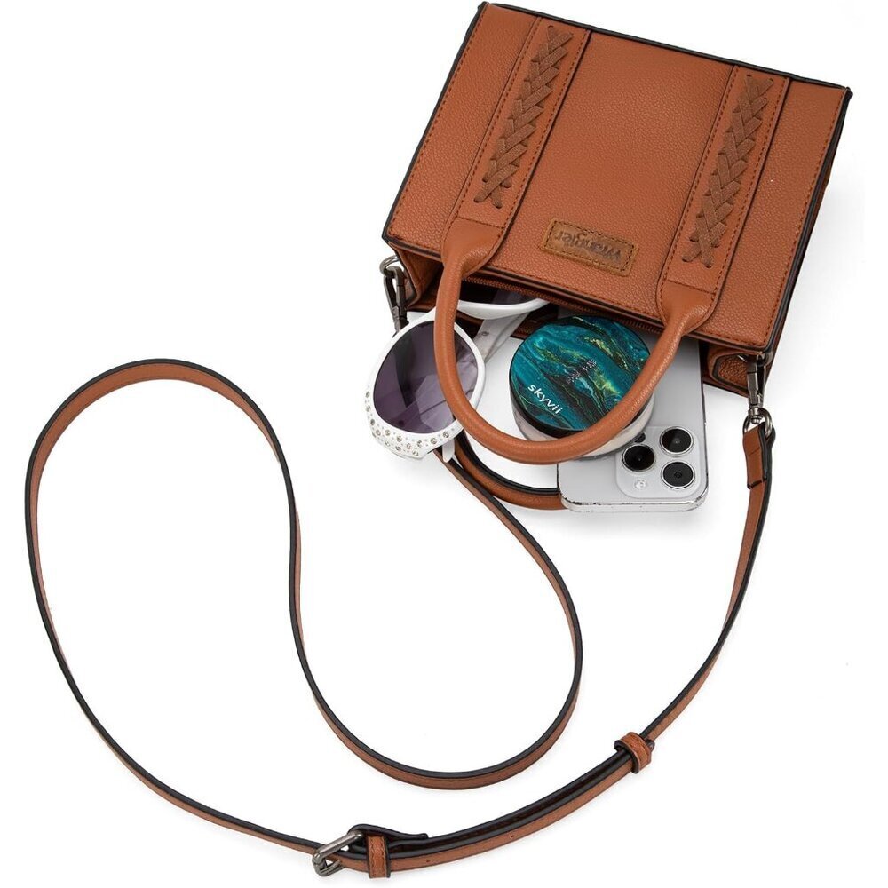 Mini Tote Bag Women's Vegan Leather Small Purse Crossbody Adjustable Strap - Picture 6 of 6